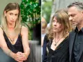 Dominika Laskowska w czarnej sukience i mężczyzna w garniturze, oboje zamyśleni.