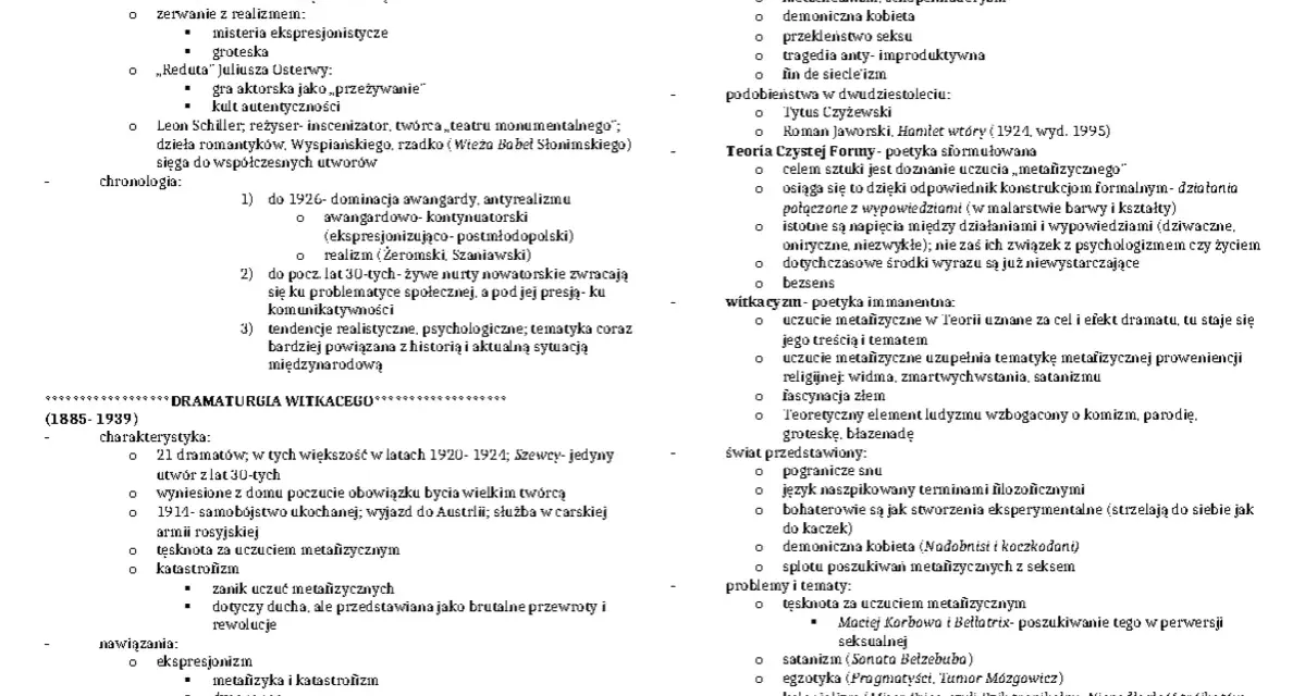 Jerzy Szaniawski, autor "Dramaturgii Witkacego", analizuje jego twórczość, od ekspresjonizmu po metafizykę.