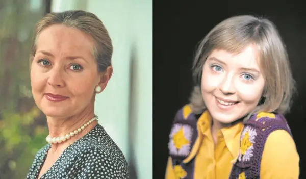 Bożena Adamek jako młoda dziewczyna i dojrzała kobieta. W tle widać jej dzieci.